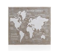 Cabeceira de madeira com motivo mapa-múndi 110