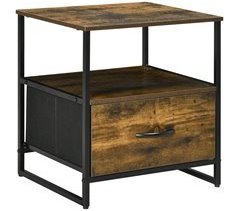 Mesa de Cabeceira Poliéster, Aço e MDF HOMCOM, casa - quarto 45