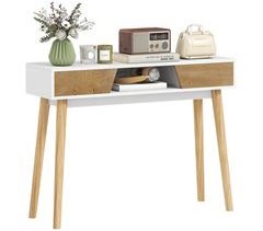 Mesa Consola Melamina de Madeira e Madeira de Pinho HOMCOM