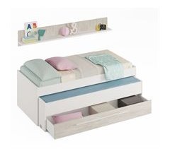 Cama e estante + base, sommier, colchões