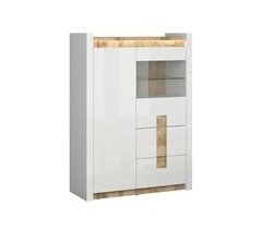 Armário de porcelana de 2 portas e 2 gavetas com LED Helios