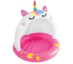 Piscina inflável unicórnio c/piso acolchoado e capota Ø102 INTEX