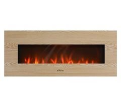 Lareira eléctrica panorâmica com luz ambiente LED e painel frontal em MDF