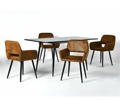 Conjunto de mesa extensível com efeito de madeira e 4 cadeiras