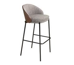 ANGEL CERDA Banco em tecido cinzento e nogueira