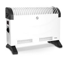 Briebe | Convector Eléctrico Aire Caliente 3 Niveles Potencia Termostato Regulable Silencioso Portátil, 2000, Blanco