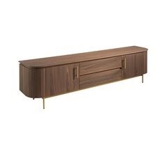 Mesa de TV em nogueira e aço dourado