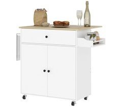 Ilha de Cozinha Melamina de Madeira, MDF e Aço HOMCOM