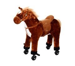 Cavalo de Baloiço Pelúcia, tubo de aço, algodão PP HOMCOM