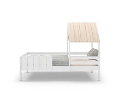 Cama tipo cabana ANGELA 90cm branca lacada e madeira natural