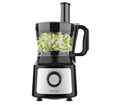 Cecotec Processador de alimentos com 1000 W, 2 velocidades e função Pulse. Tigela de 2 l e jarro de 1,8 l. 3 discos de corte, lâmina para picar, lâmina para amassar, espremedor e disco para cremes. Estrutura de plástico e de aço inoxidável.