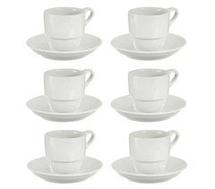 Conjunto de 6 xícaras + pratos em porcelana coleção VESSIA