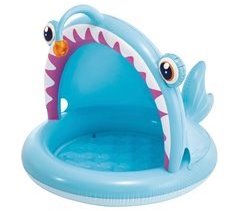 INTEX Piscina inflável infantil Angler Fish com guarda-sol e piso