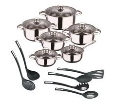 Conjunto de panelas Well Home com 12 peças + 6 utensílios de cozinha