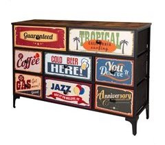 Max Home Cómoda Vintage de 8 gavetas em tecido