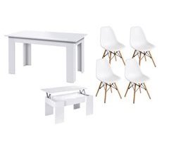 Pack Poupança: Mesa de Jantar + 4 Cadeiras + Mesa de Centro 138x80