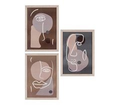 Conjunto de 3 Quadros Madison, MDF, Castanho