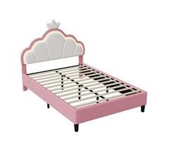 Cama Princesa, com Cabeceira Coroa Ajustável e Luzes LED 140x203