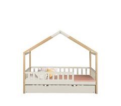 Cama nido de madeira maciça WOOD 90x190 cm em branco natural