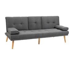 Sofá Cama Linho, Metal, Espuma e Madeira de Choupo HOMCOM