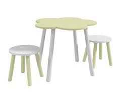 Conjunto Mesa e Cadeira para Crianças MDF e Madeira de Pinho 59x59