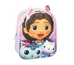 MOCHILA INFANTIL APLICAÇÕES 3D CASA DE BONECAS GABBY