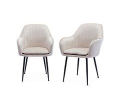 Conjunto de 2 poltronas de veludo com pernas de metal