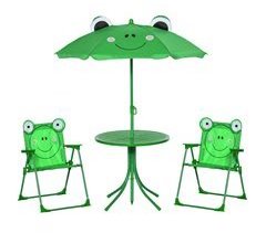 Conjunto Mesa e Cadeiras Exterior Infantil Metal e Poliéster