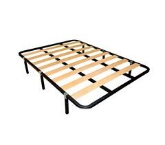 Base de cama em tubo de aço com reforço e ripas de choupo