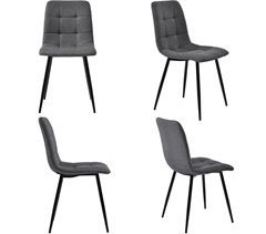 Conjunto de 4 Cadeiras de Veludo Ergonômicas com Pés de Metal