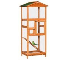 Gaiola Madeira de pinho, metal âmbar, tecido de asfalto PawHut