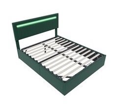 Cama de Casal com Hidráulica e LED Cabeceira Regulável em Altura