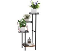 Suporte para Plantas Aço e Madeira Outsunny