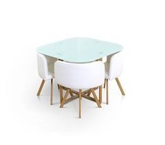 Mesa de vidro temperado Teka + 4 cadeiras. Sala de jantar ou cozinha 100x100