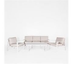 Conjunto de jardim ONIX com mesa baixa e cadeirões brancos