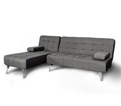 Pack Sofá Chaise Longue + Mesa de Cristal Temperado + 4 Cadeiras