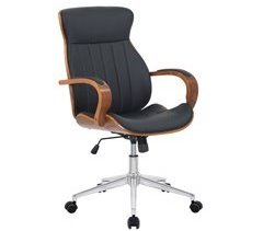 Poltrona de escritório com rodas sintéticas pretas e altura