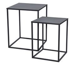 Well Home Conjunto de 2 mesas quadradas de metal
