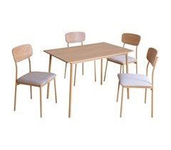 Pacote de móveis para sala de jantar Vex: mesa e 4 cadeiras de metal e madeira