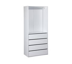 Módulo de roupeiro com 4 gavetas e 1 roupeiro, painéis laminados 80