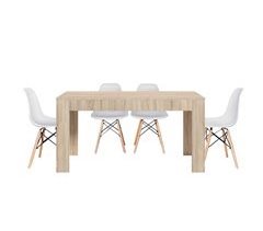 Mesa extensível de jantar ou cozinha + 4 cadeiras estilo nórdico 178x80