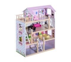 Casa de Bonecas Infantil MDF e Madeira de Pinho HOMCOM