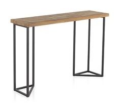 Mesa de console de madeira de olmo antigo com pernas de metal