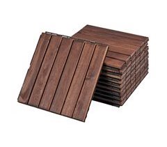 Conjunto de 10 ladrilhos Alliste click 6 ripas acácia/plástico