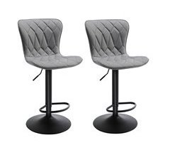 Juego de 2 taburetes altos giratorios acolchados con reposapiés