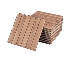 Conjunto de 10 ladrilhos Alliste click 6 ripas acácia/plástico