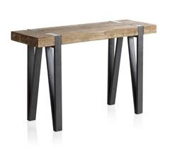 Console de madeira com pernas de metal