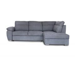 Sofá de canto KENDAL cinza com cama e arca