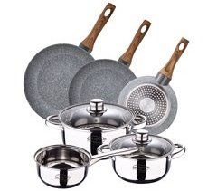 Defina a bateria 5 peças + conjunto 3 panelas