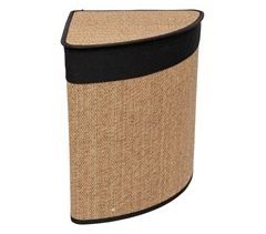 Cesto de roupa suja de canto 48 l bambu e tecido